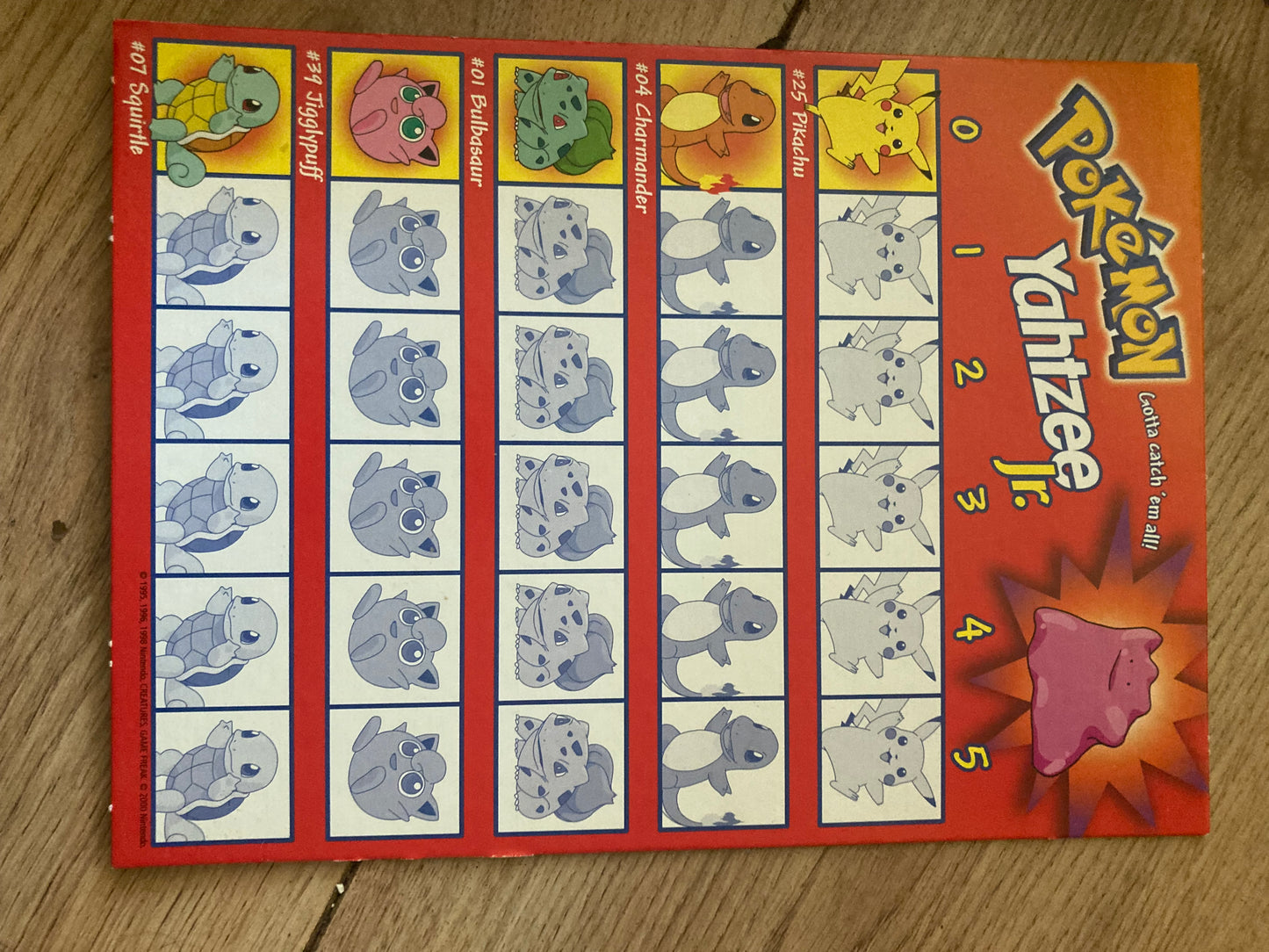 Pokémon Yahtzee Jr. Bordspel - Hasbro / MB Spellen (2000) - Incompleet