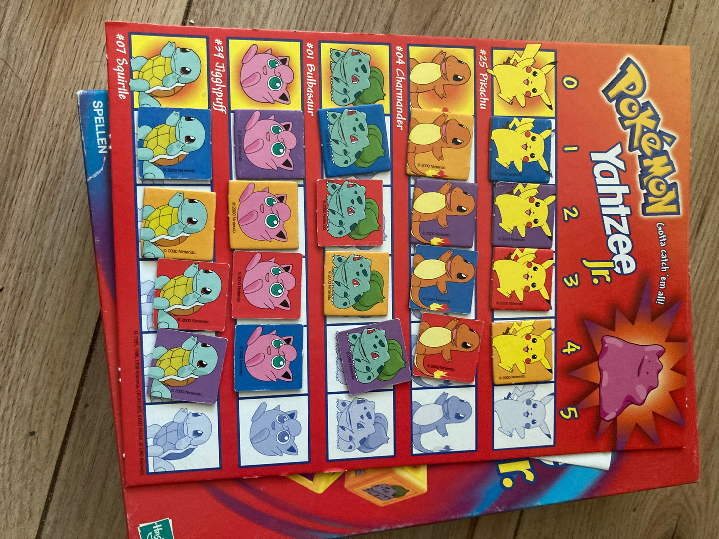 Pokémon Yahtzee Jr. Bordspel - Hasbro / MB Spellen (2000) - Incompleet