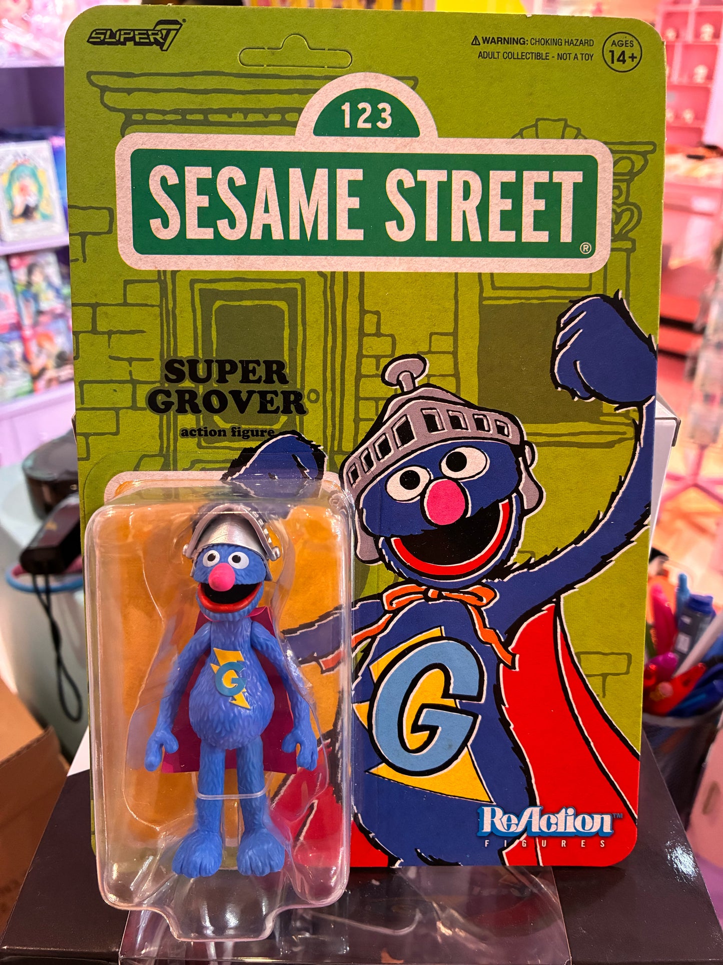 Super 7 - ReAction Figuur - Sesame Street (Wave 03) - Super Grover (10cm)