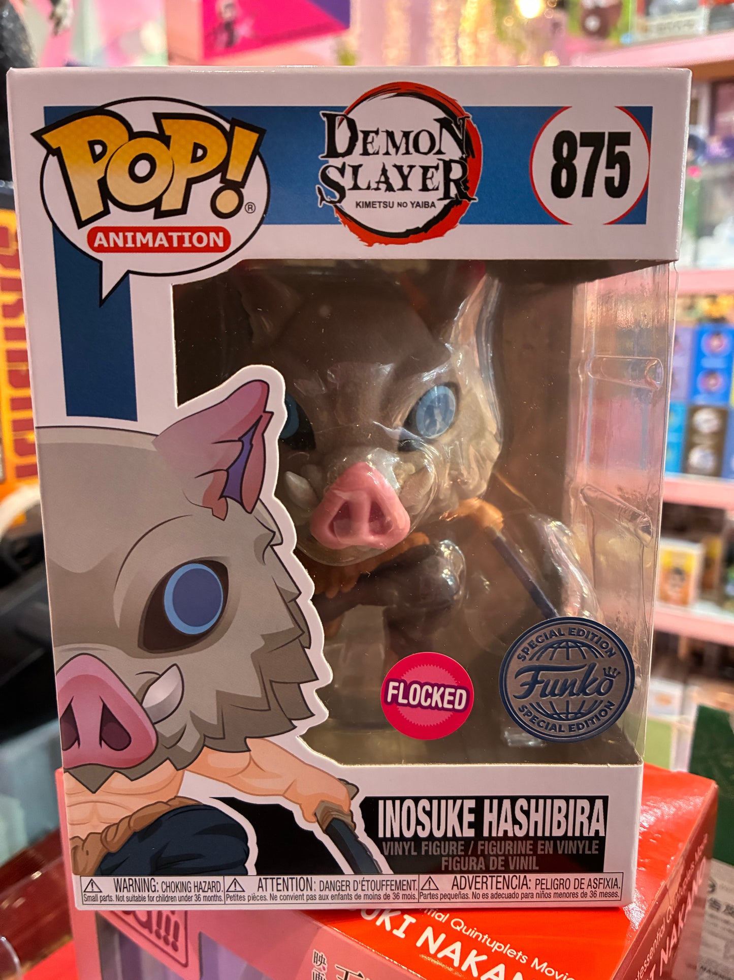 Funko Pop! Animation 875 - Demon Slayer - Inosuke Hashibira (FLOCKED) Special Edition