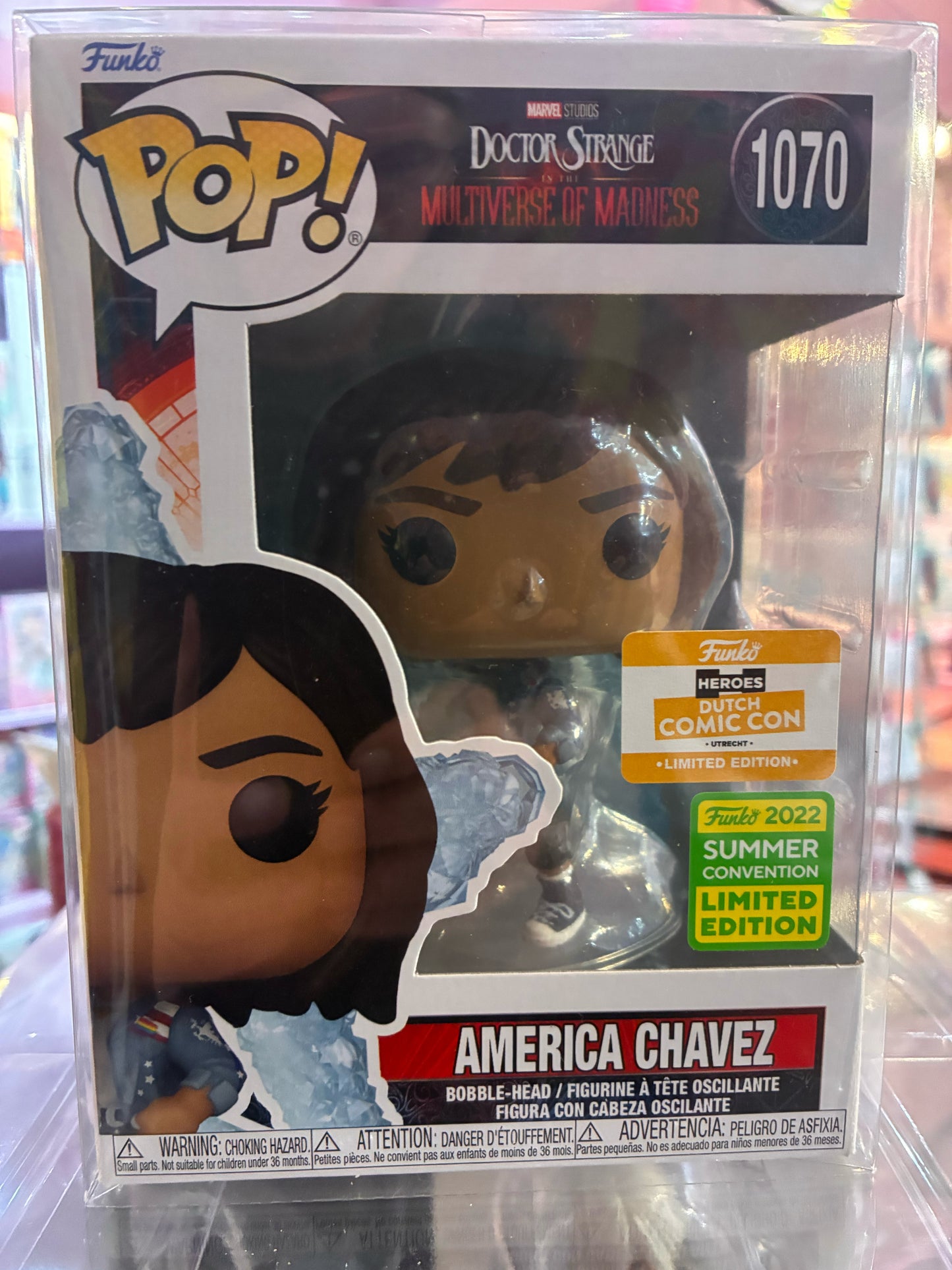 Funko Pop! Marvel: 1070 - Doctor Strange Multiverse of Madness - America Chaves (2022) Dutch Comic Con LIMITED EDITION Sticker
