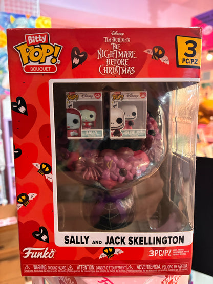 Funko - The Nightmare Before Christmas - Bitty POP! Bouquet Vinyl Figure 2-Pack - Sally & Jack Skellington (Valentine) (4cm)
