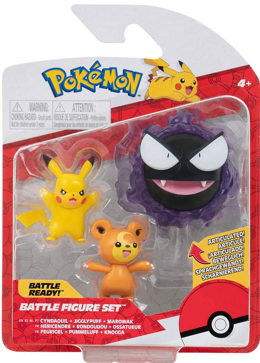 Jazwares - Pokémon Battle Figure Set 2 Pack - Teddiursa, Pikachu #9, Gastly (2022) SVV-Schatzoekers