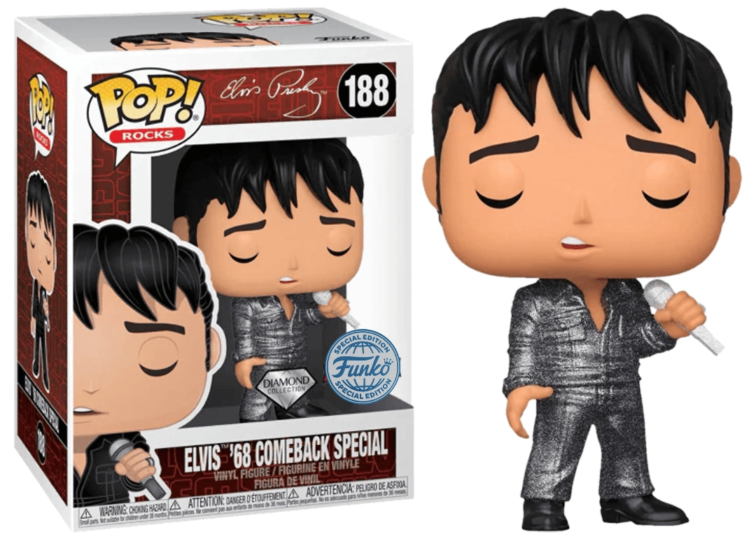 Funko Pop! Rocks 188 - Elvis Presley - Elvis '68 Comeback Special (2020) Diamond Glitter Special Edition