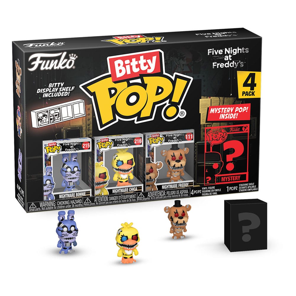 Funko Bitty Pop! Five Nights at Freddy's - Nightmare Bonnie, Chica, Freddy plus een Mystery Pop! (2023)