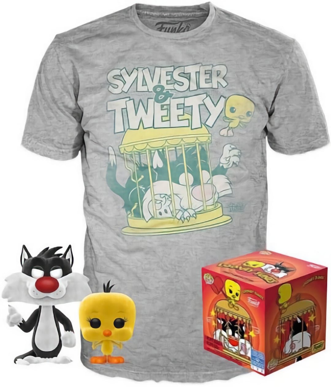 Funko Pop! & Tee - Animation 309 - Looney Tunes - Sylvester and Tweety (2020) FLOCKED SVV-Schatzoekers