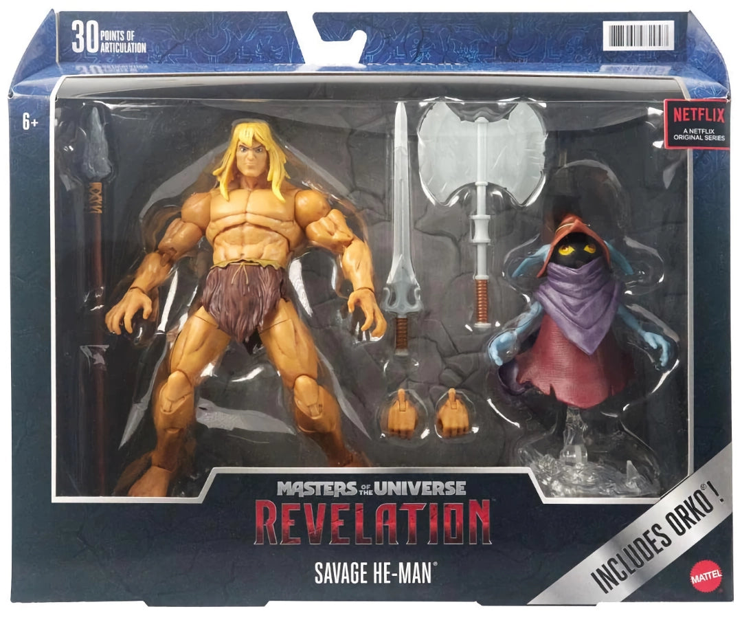 Mattel Masterverse - Masters Of The Universe - (Wave 2 - 2021) Savage He-Man & Orko (Revelation DeLuxe)